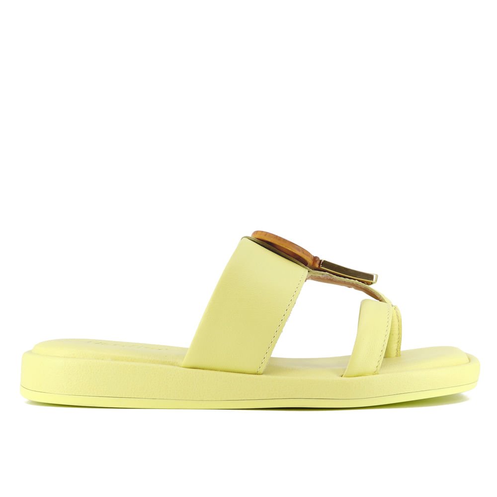 Rasteira Amarelo Salto Plataforma Couro