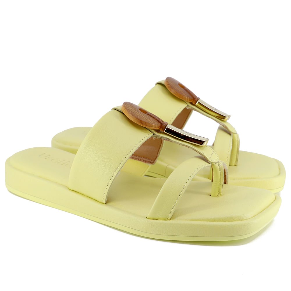 Rasteira Amarelo Salto Plataforma Couro Amarelo 2