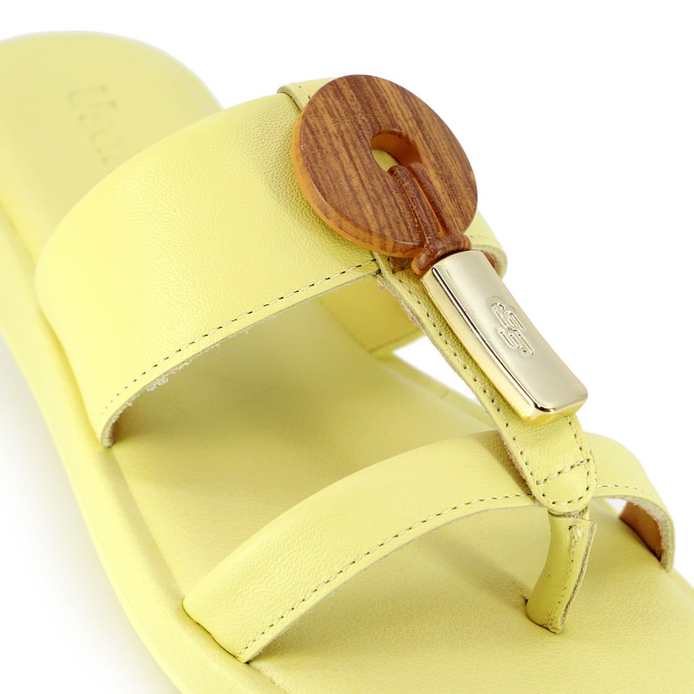 Rasteira Amarelo Salto Plataforma Couro Amarelo 4
