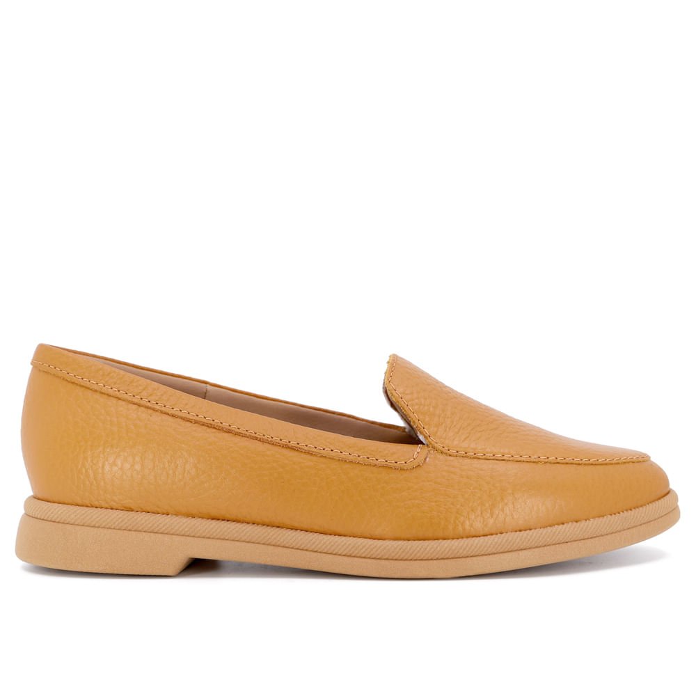 Loafer Marrom Salto Bloco Couro Básico