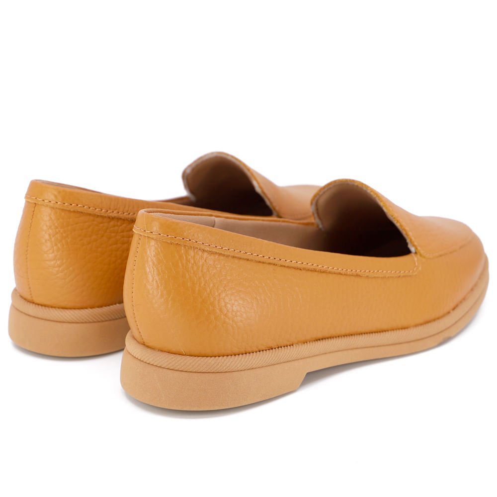 Loafer Marrom Salto Bloco Couro Básico Marrom 3