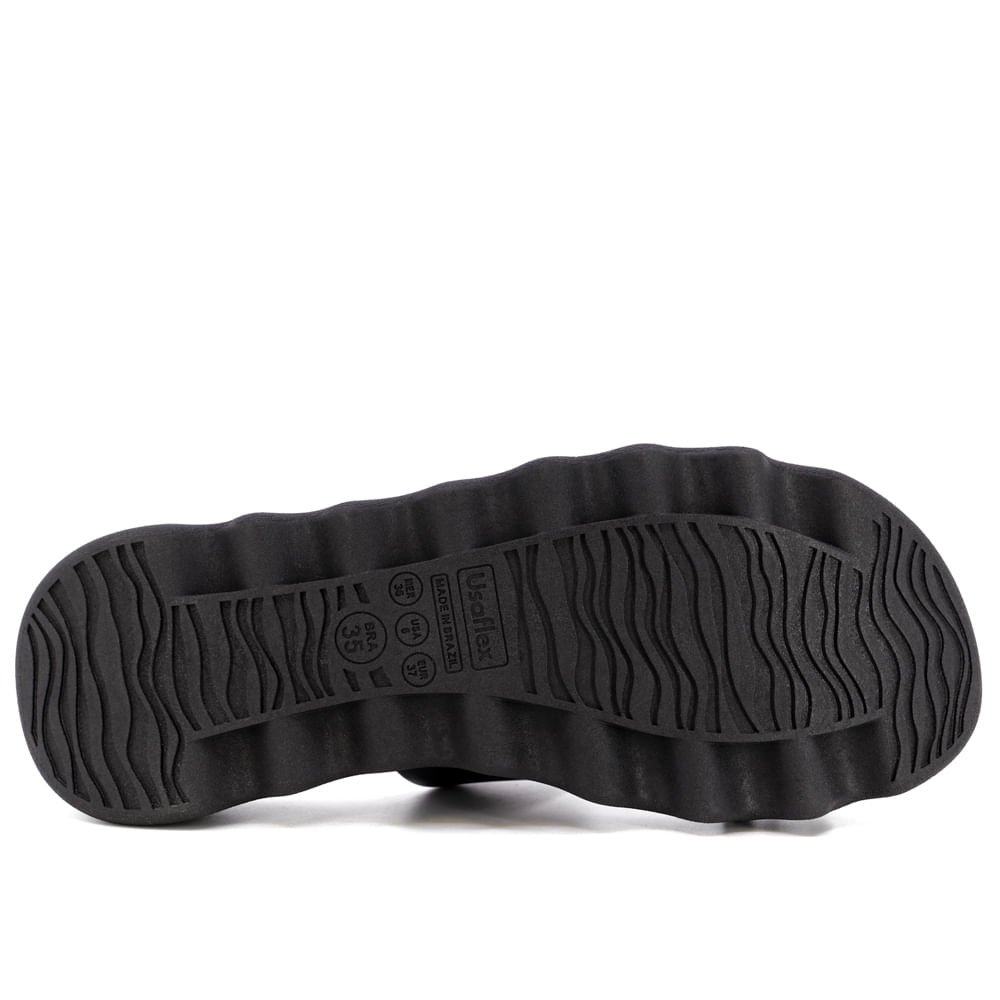 Rasteira Preta Salto Plataforma Couro Anatômica Preto 5