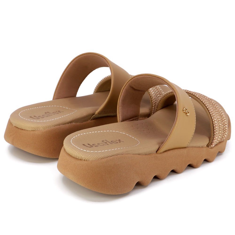 Rasteira Marrom Salto Plataforma Couro Anatômica Bege 3