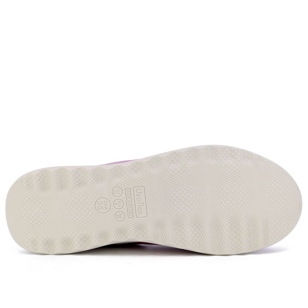 Tênis Slip On Couro Rosa Perolado Elástico Lateral Roxo 5