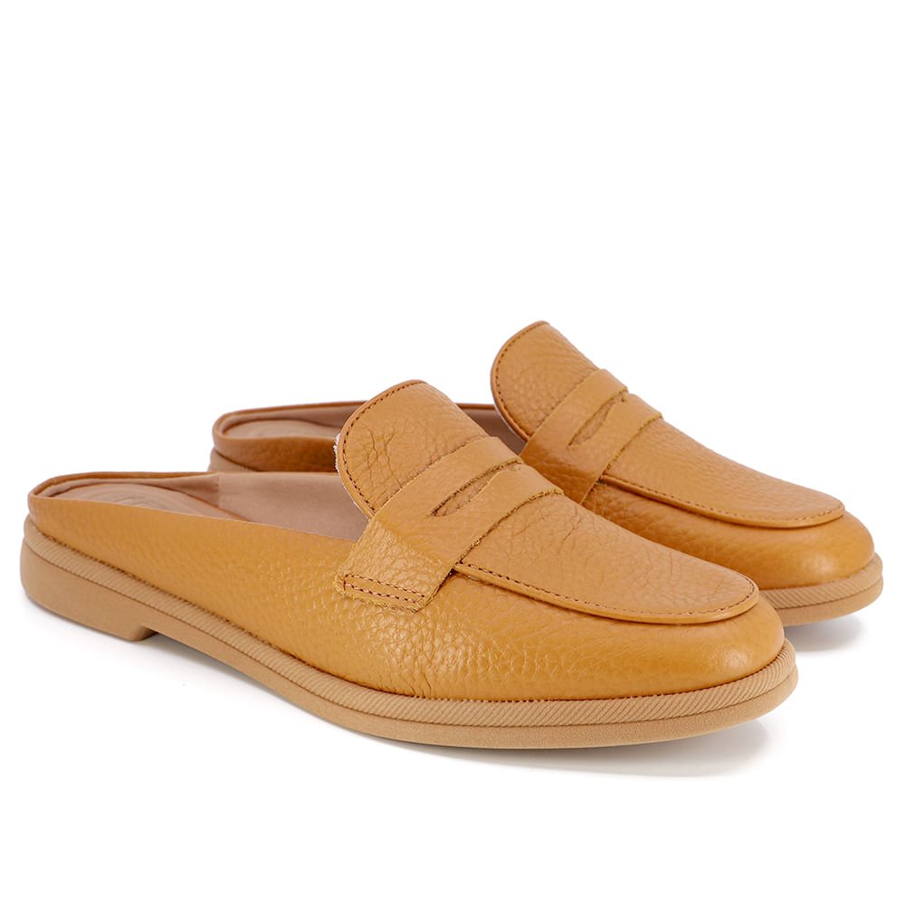 Mule Marrom Bico Redondo Couro Marrom 2