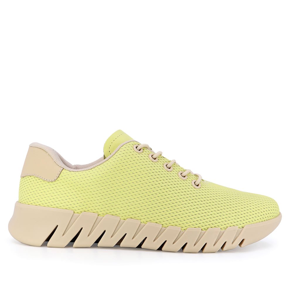 Tênis Usaflex Básico Couro Feminino Amarelo 1