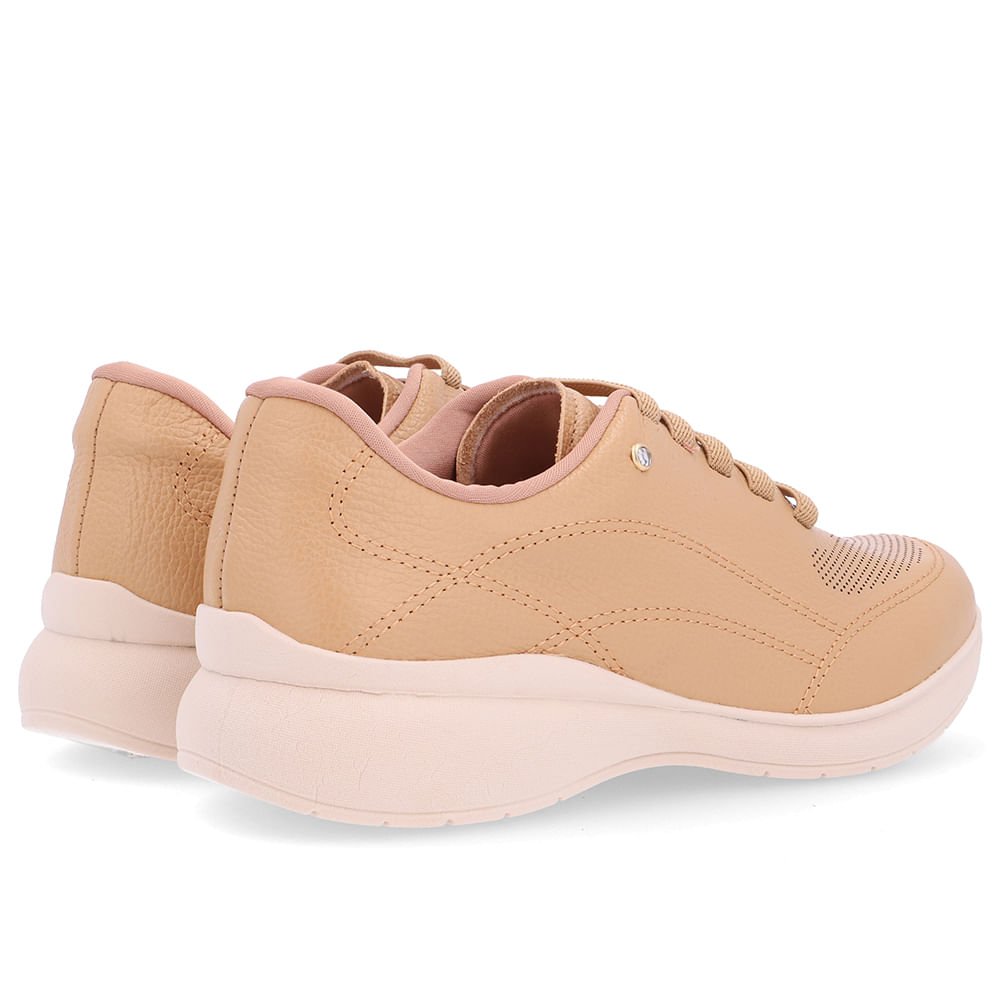 Tênis Casual Marrom Couro Bege 3