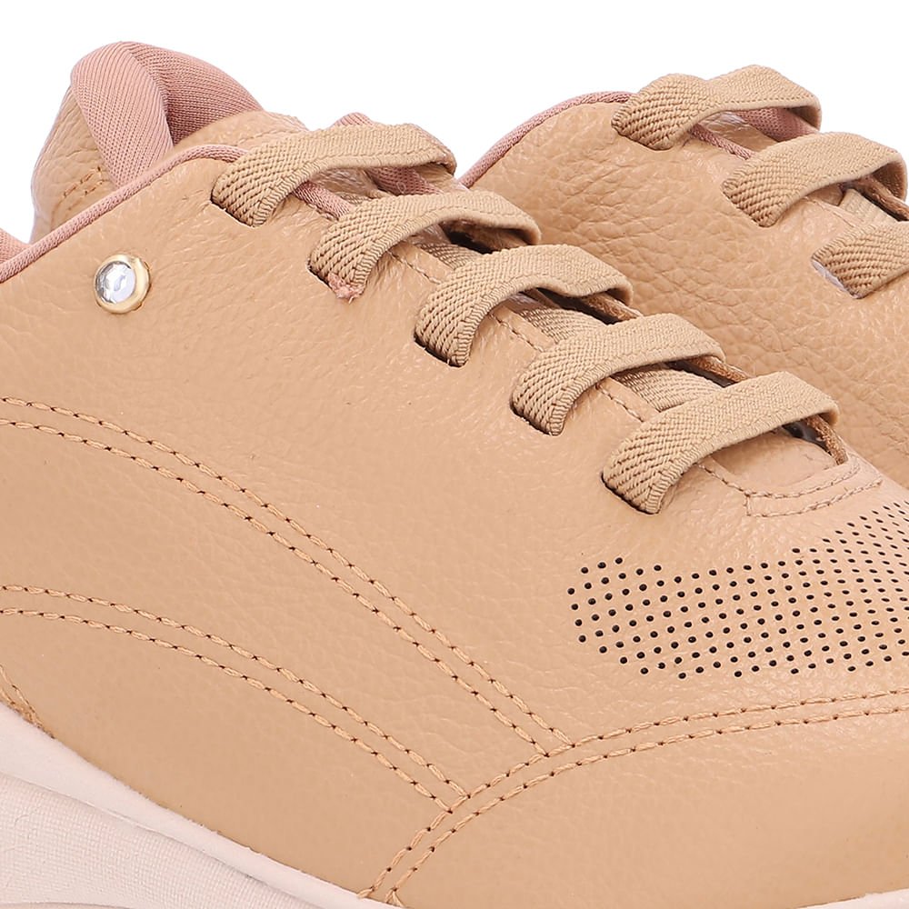 Tênis Casual Marrom Couro Bege 4