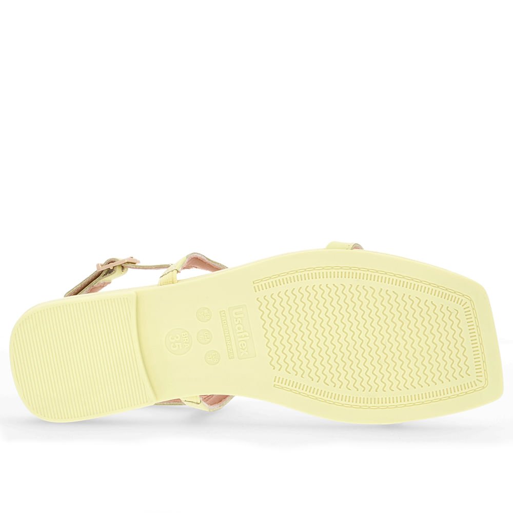 Sandália Bico Quadrado Couro Amarelo Strass Amarelo 5