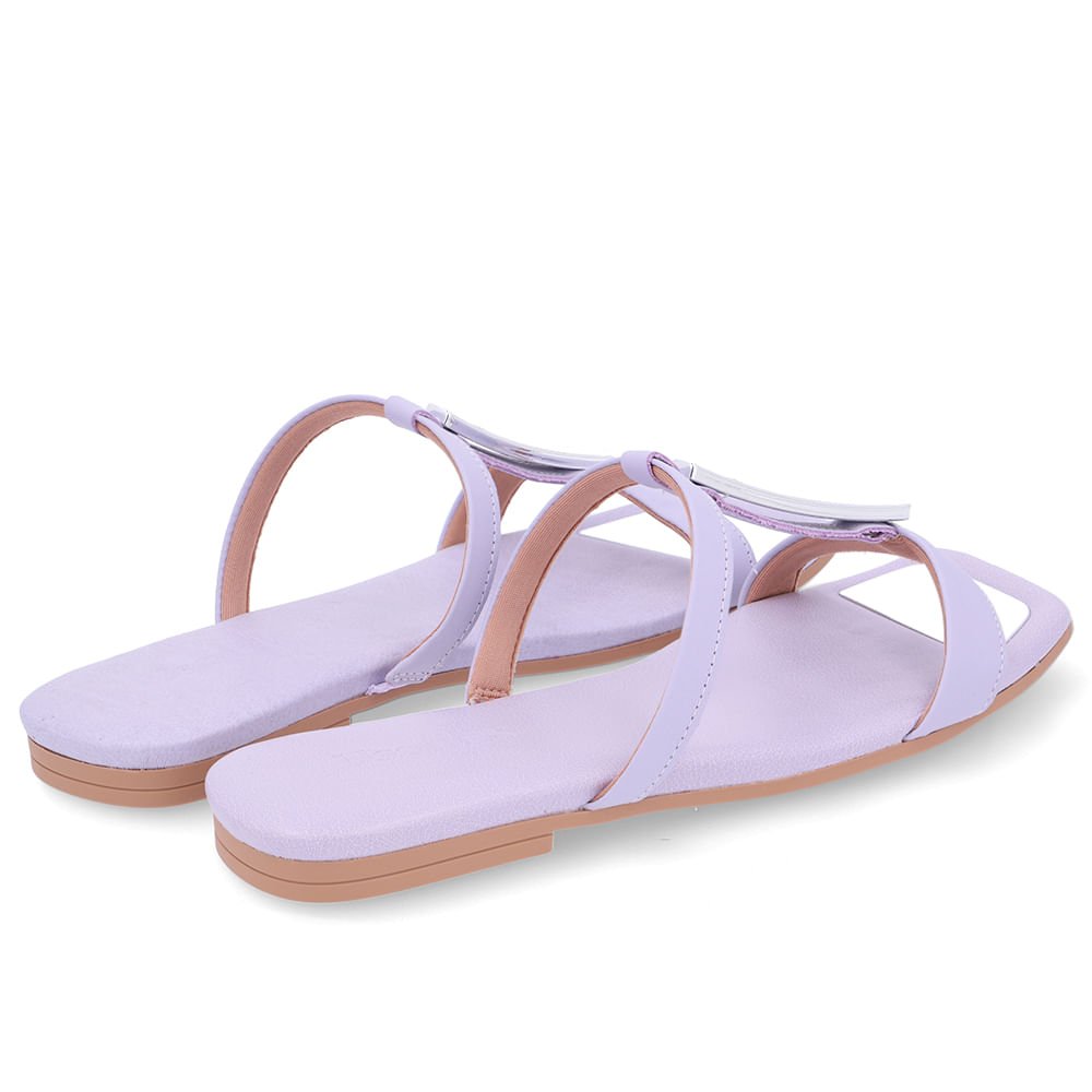 Rasteira Bico Quadrado Couro Lilás Roxo 3