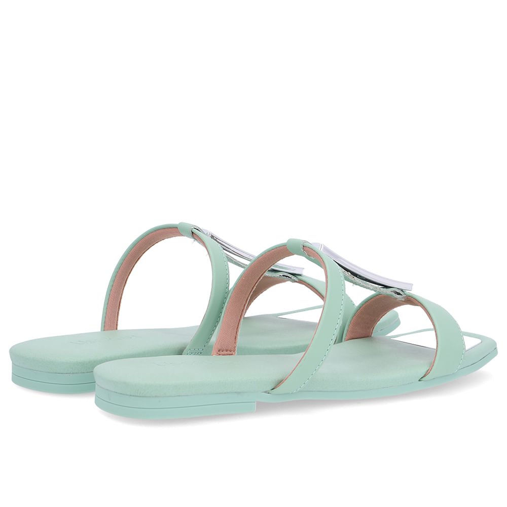 Rasteira Bico Quadrado Couro Verde Verde 3