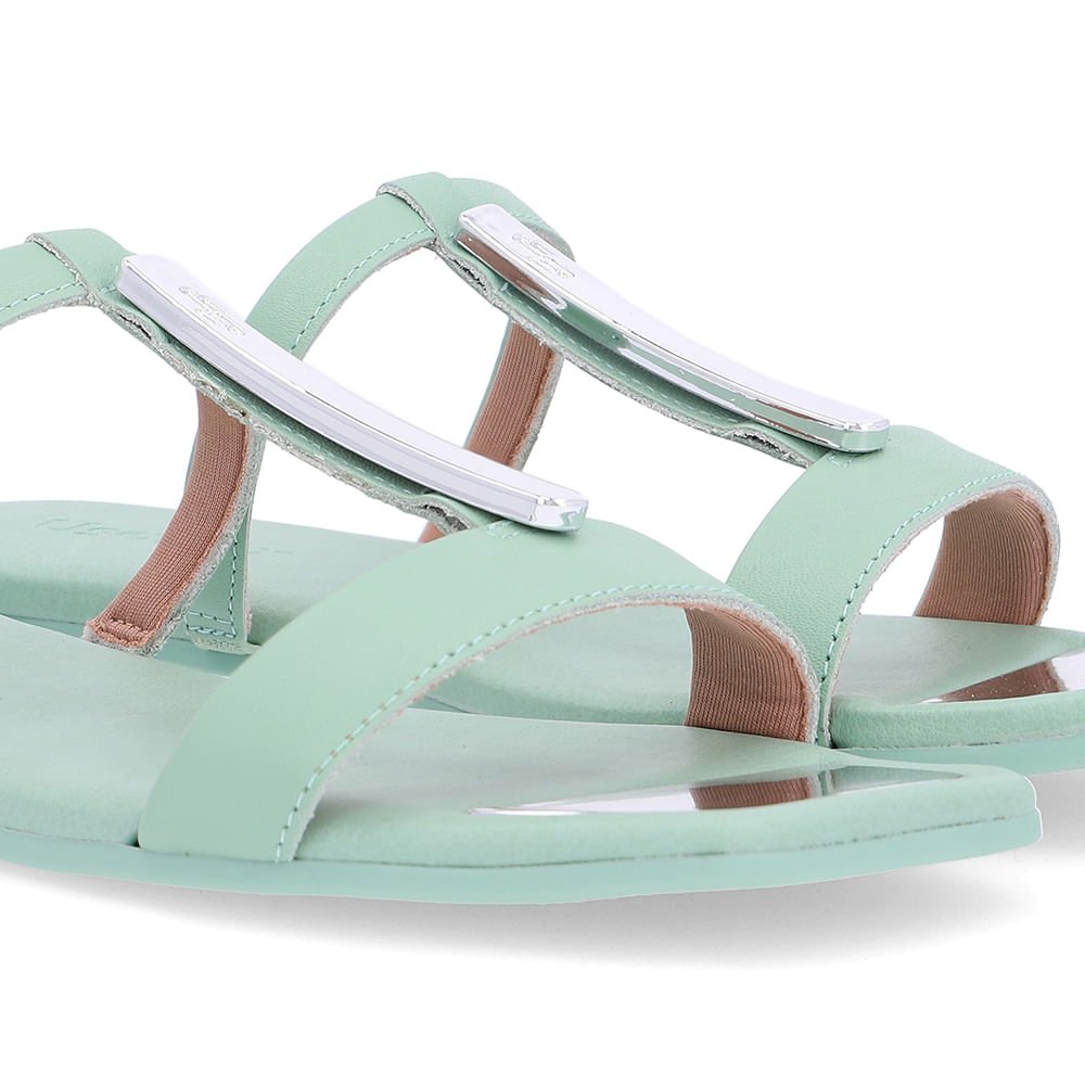 Rasteira Bico Quadrado Couro Verde Verde 4