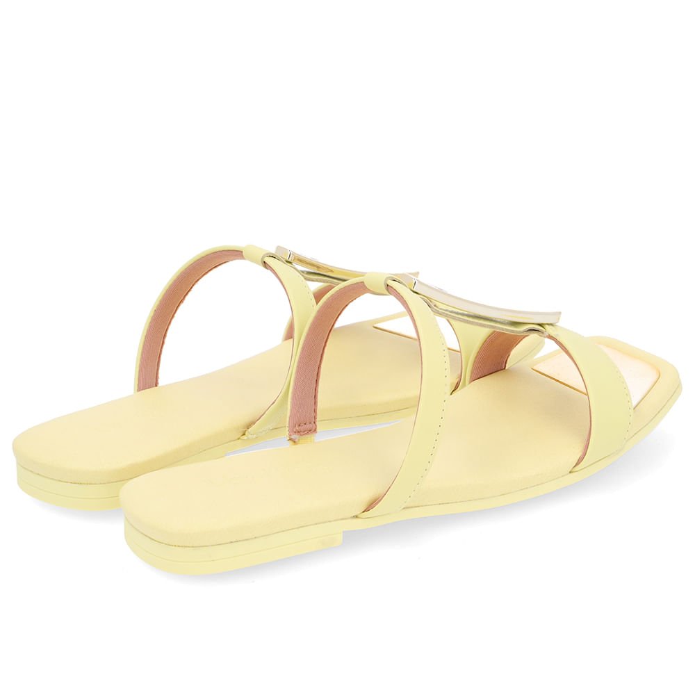Rasteira Bico Quadrado Couro Amarelo Amarelo 3