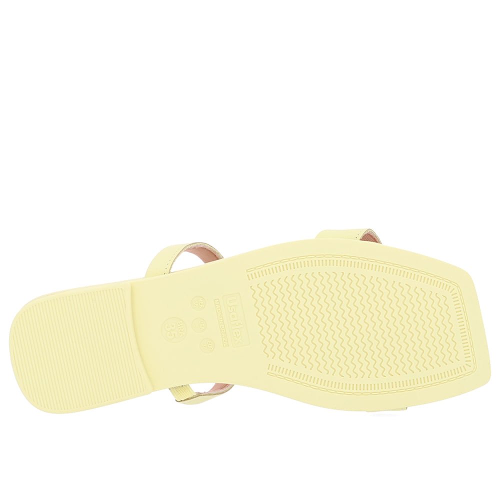 Rasteira Bico Quadrado Couro Amarelo Amarelo 5