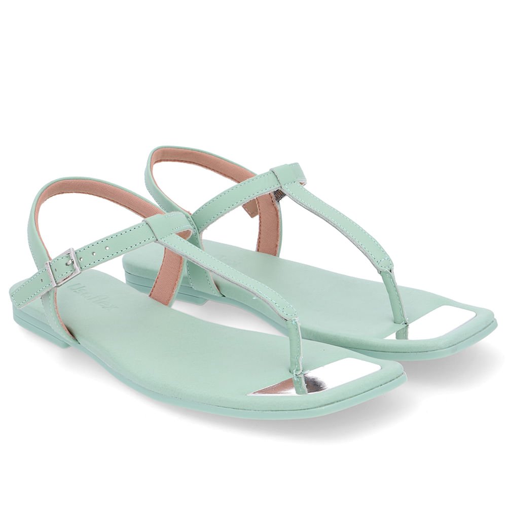 Sandália Bico Quadrado Couro Verde