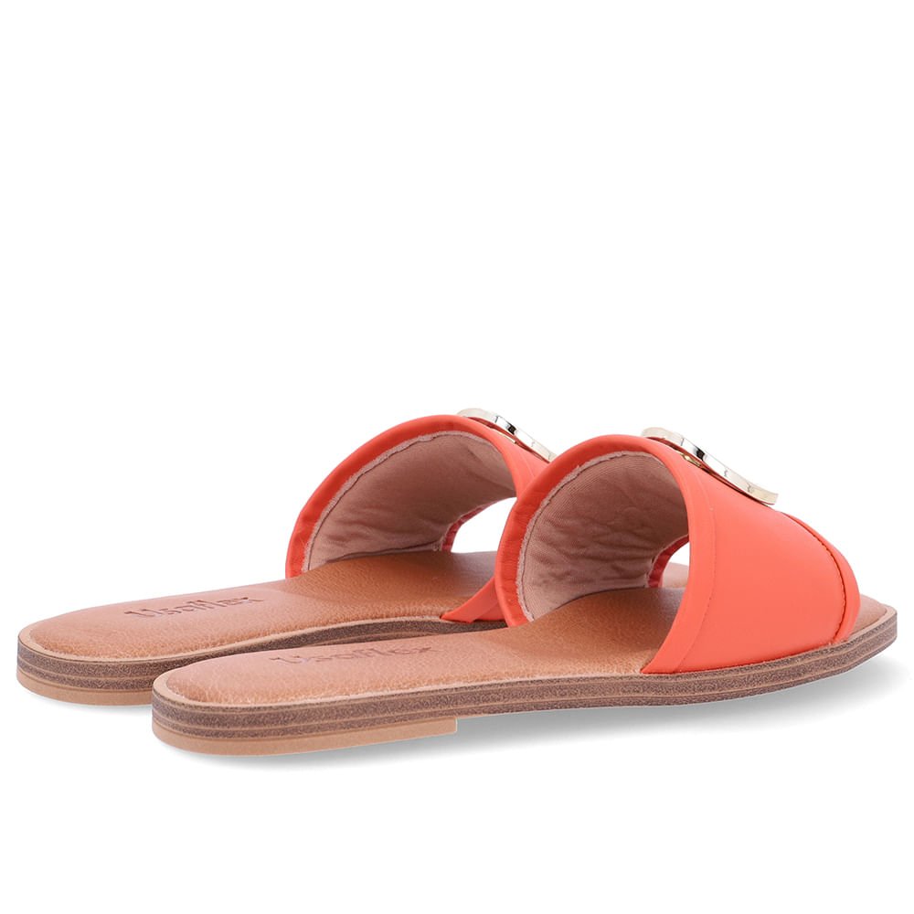 Rasteira Bico Redondo Couro Laranja Monograma Laranja 3