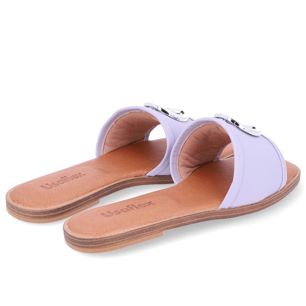 Rasteira Bico Redondo Couro Lilás Monograma Roxo 3