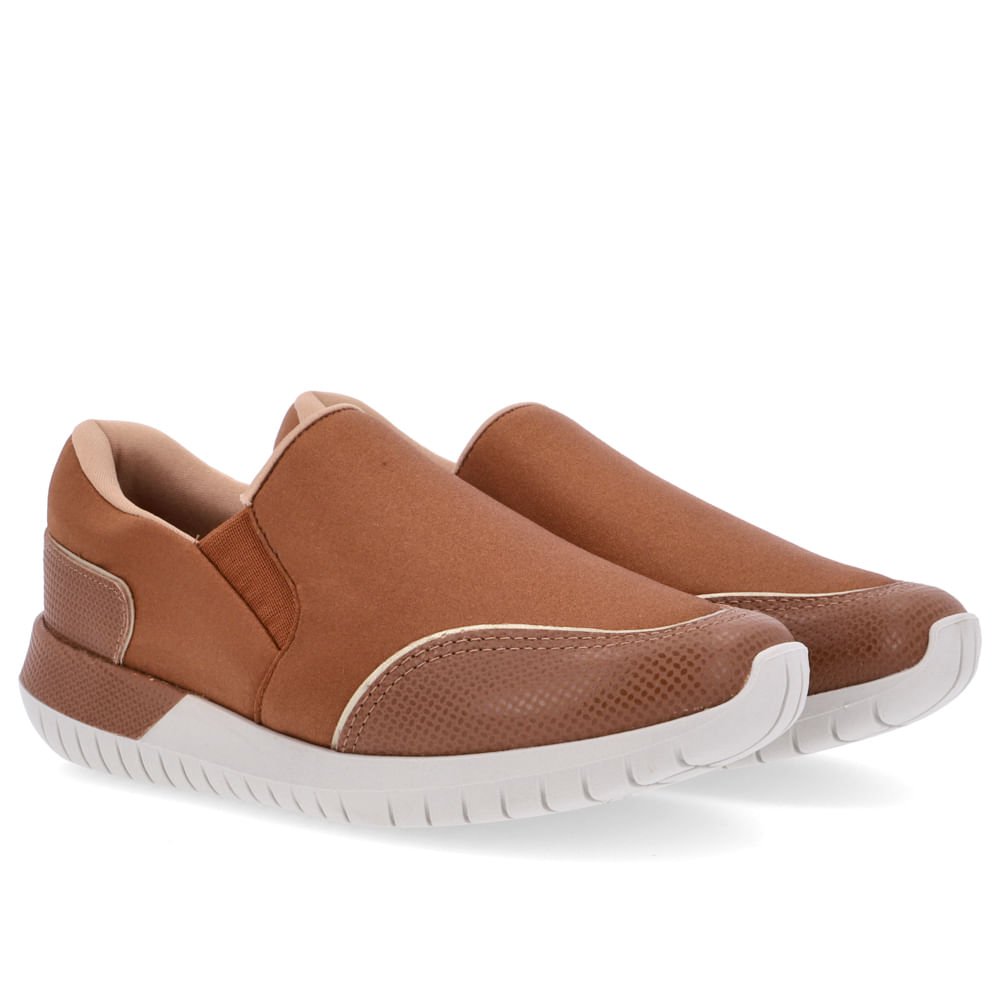 Tênis Slip On Elastano Marrom Marrom 2