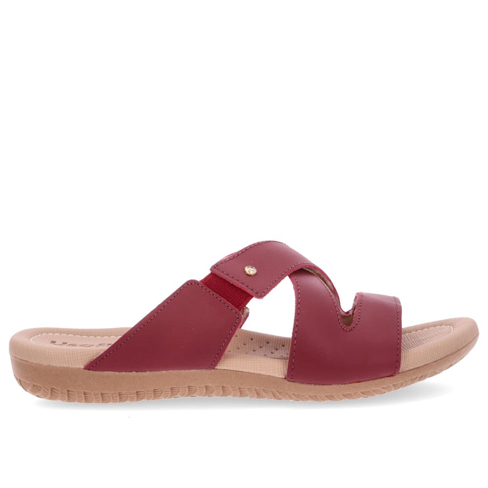 Tamanco Slide Couro Vermelho