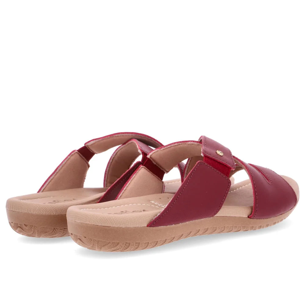 Tamanco Slide Couro Vermelho Bordô 3