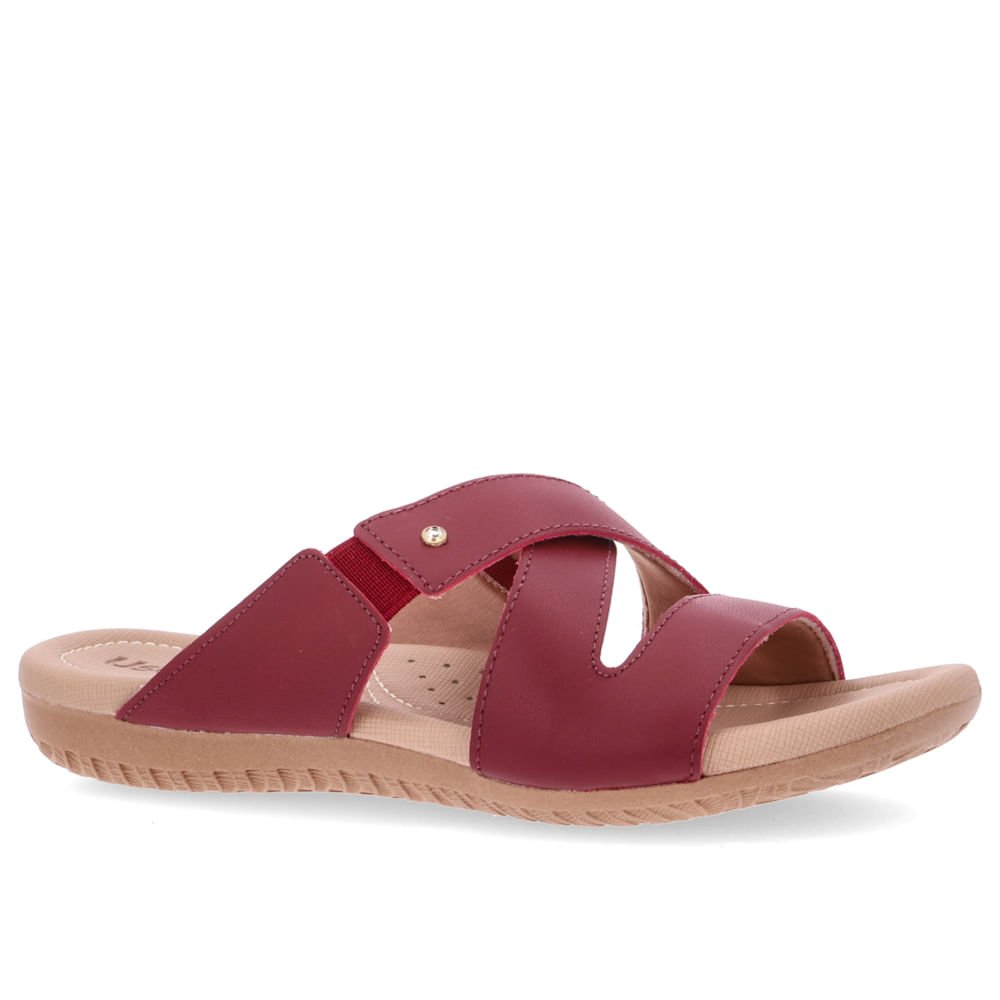 Tamanco Slide Couro Vermelho Bordô 4