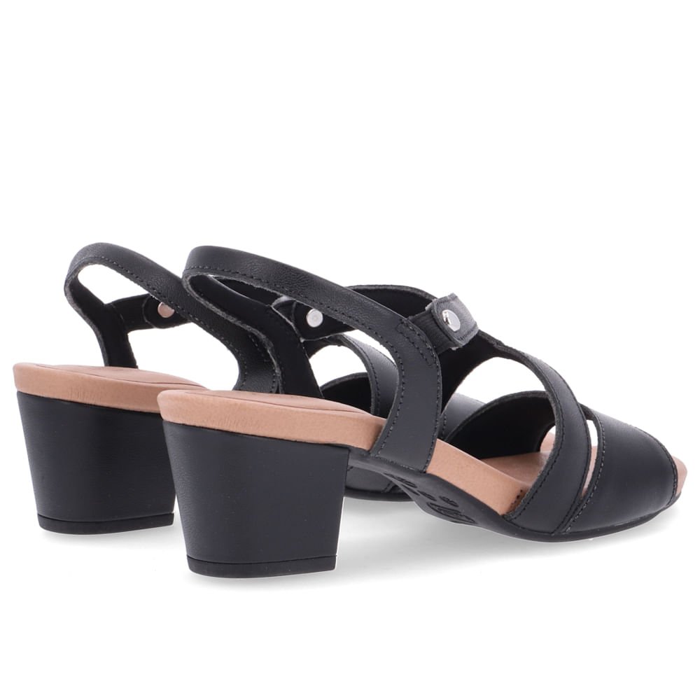 Sandália Salto Bloco Couro Preto Preto 3