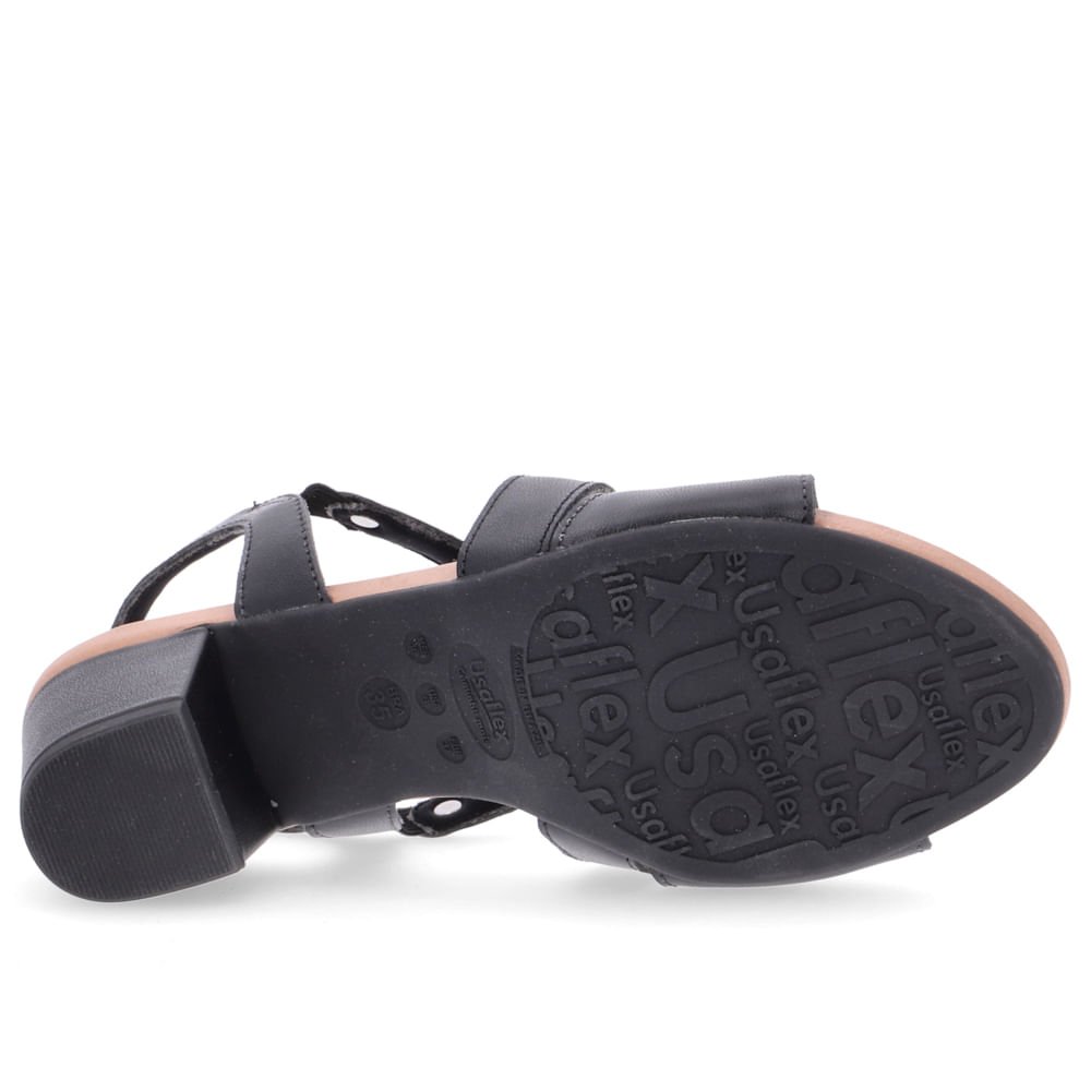 Sandália Salto Bloco Couro Preto Preto 5