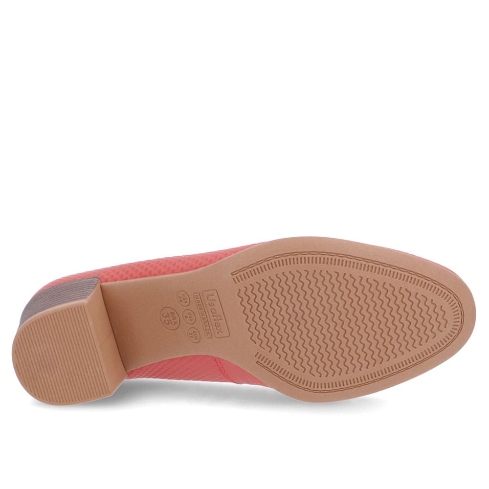 Scarpin Laranja Couro Salto Bloco Monograma Laranja 5