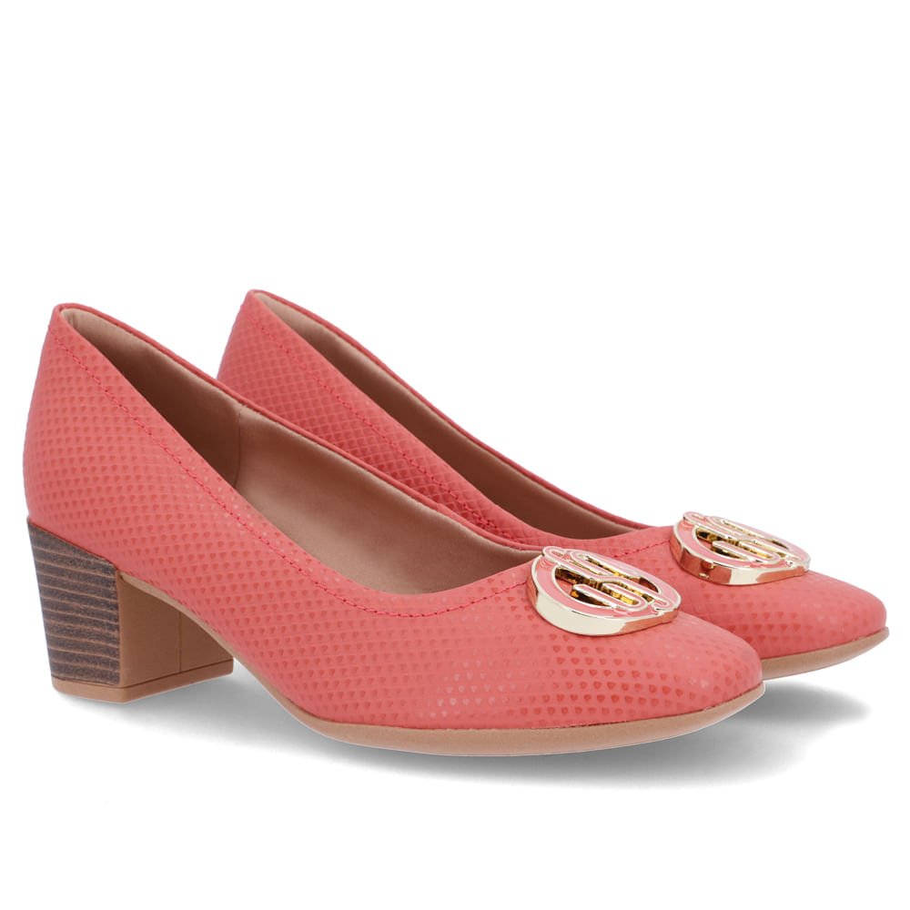 Scarpin Laranja Couro Salto Bloco Monograma Laranja 2