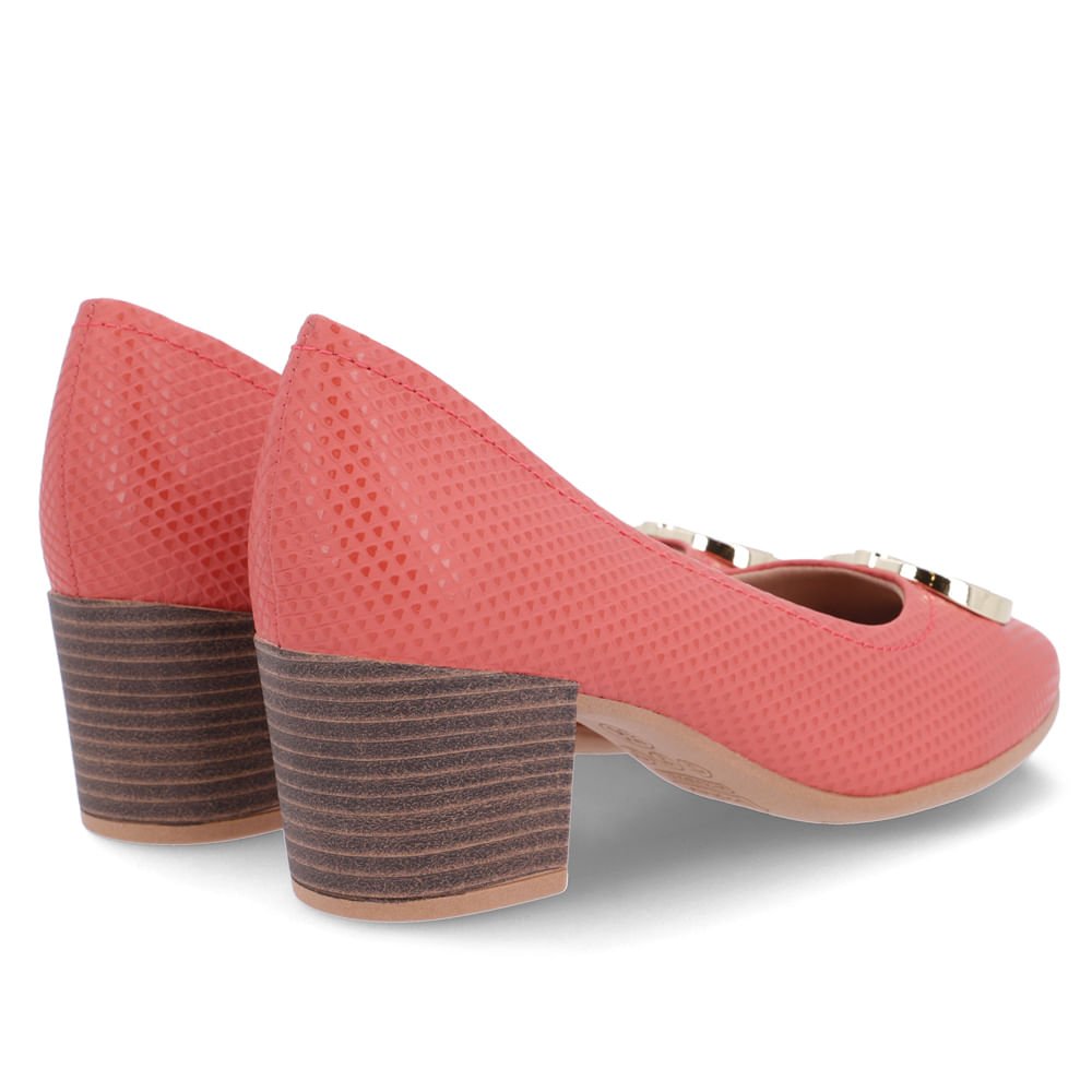 Scarpin Laranja Couro Salto Bloco Monograma Laranja 3