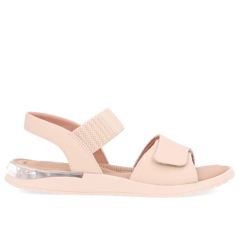 Sandália Plataforma Elástico Bege Fecho-Flex