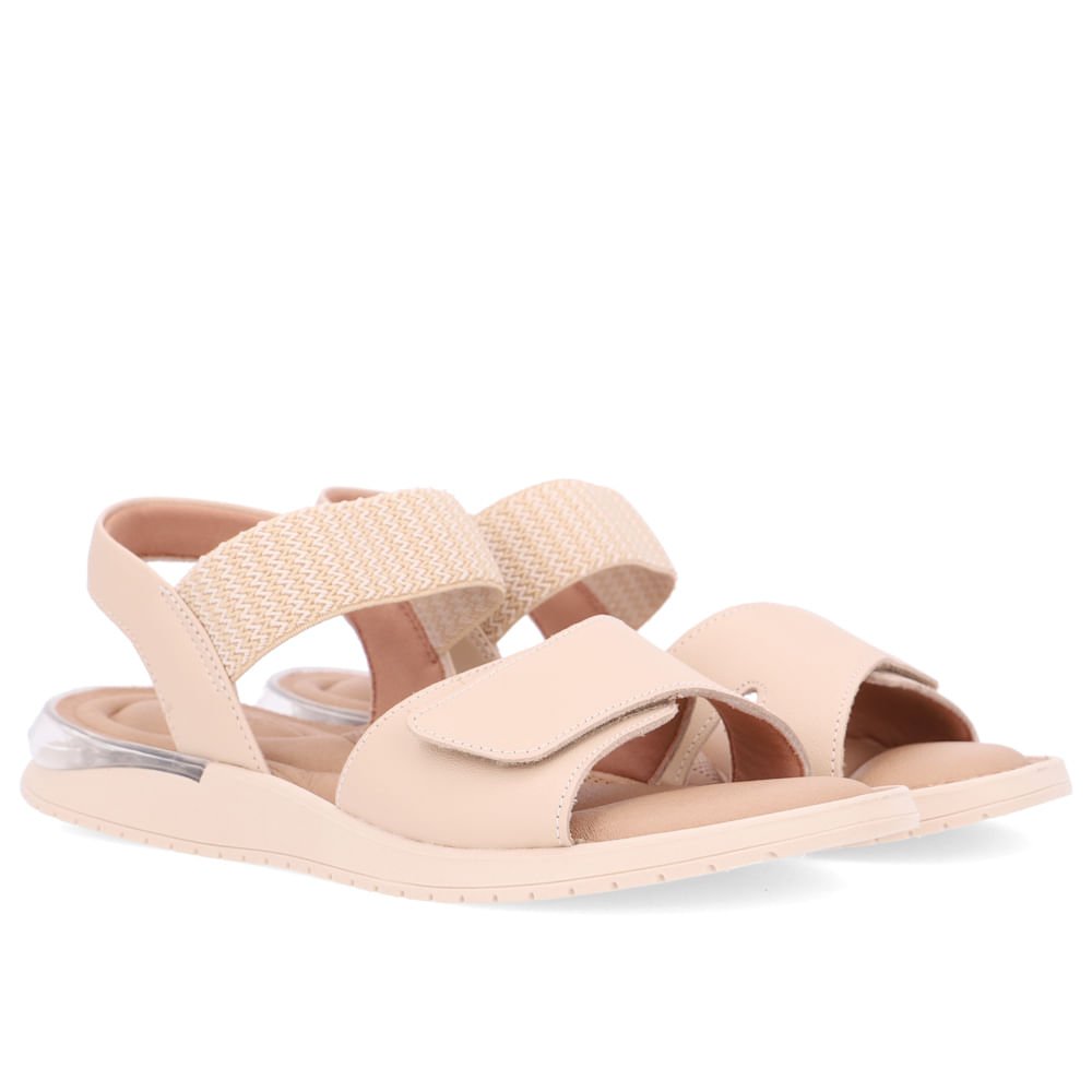 Sandália Plataforma Elástico Bege Fecho-Flex Bege 2