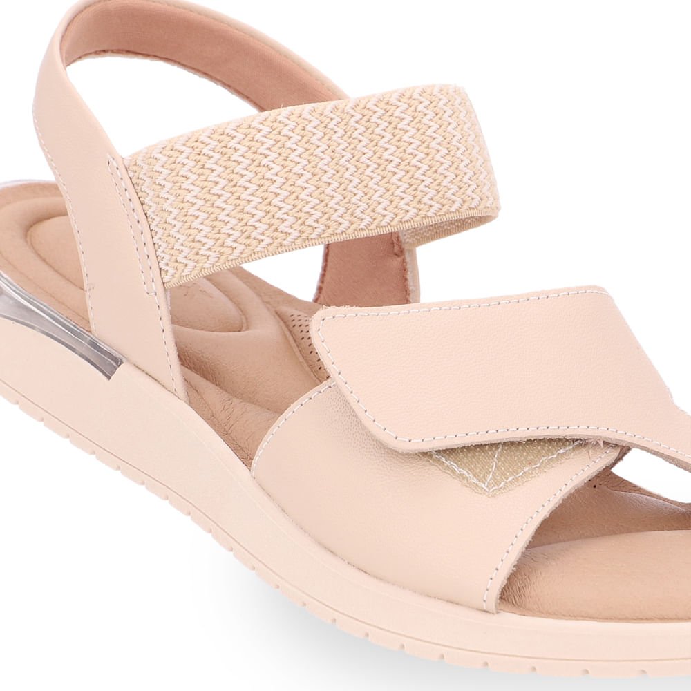 Sandália Plataforma Elástico Bege Fecho-Flex Bege 4