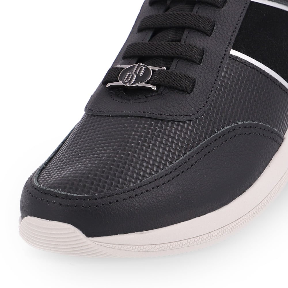 Tênis Preto Couro Detalhe Prata Preto/Prata 4