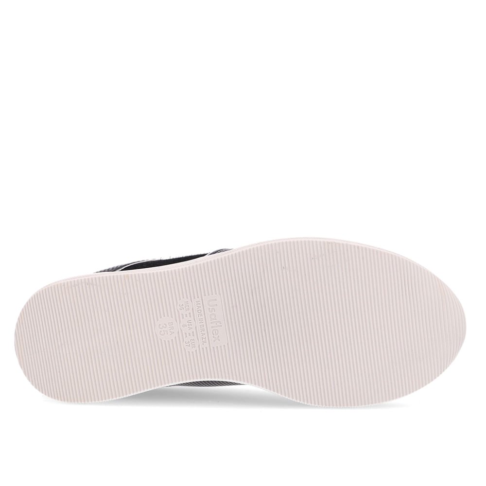 Tênis Preto Couro Detalhe Prata Preto/Prata 5