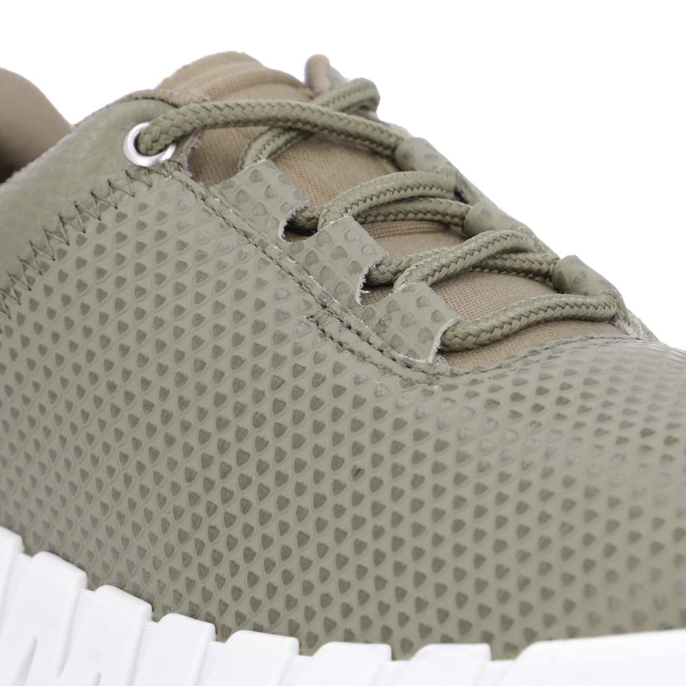 Tênis Casual Verde Couro Detalhe Textura Verde 4