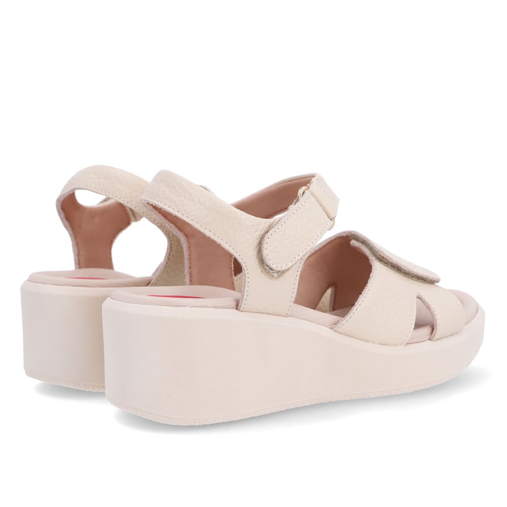 Sandália Salto Plataforma Couro Bege Bege 3