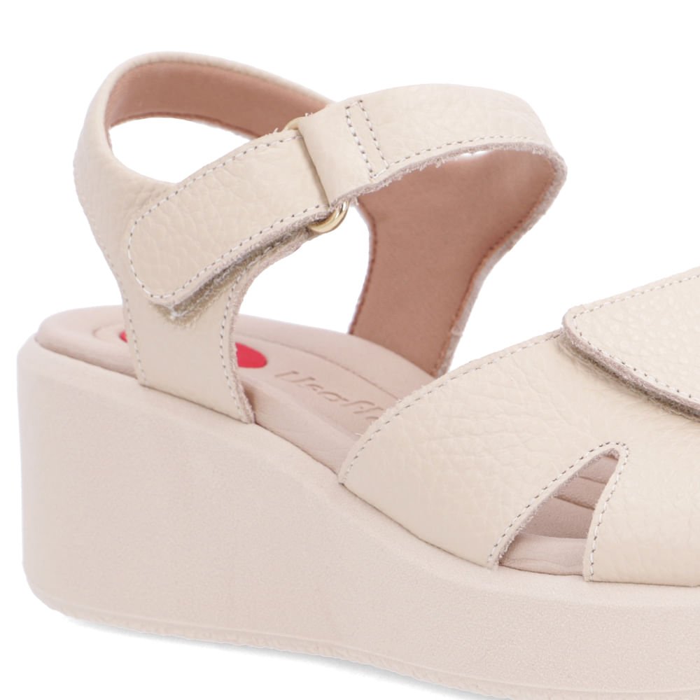 Sandália Salto Plataforma Couro Bege Bege 4