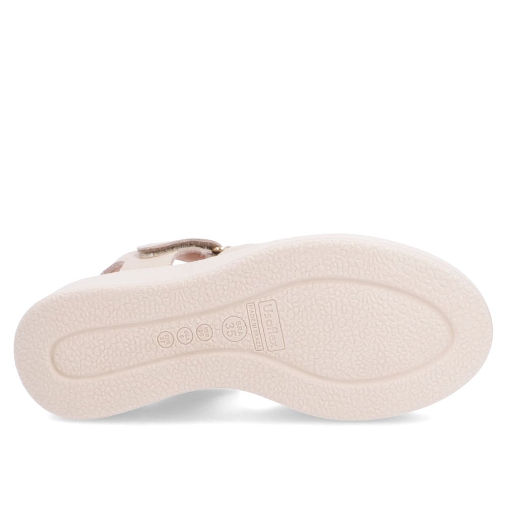 Sandália Salto Plataforma Couro Bege Bege 5