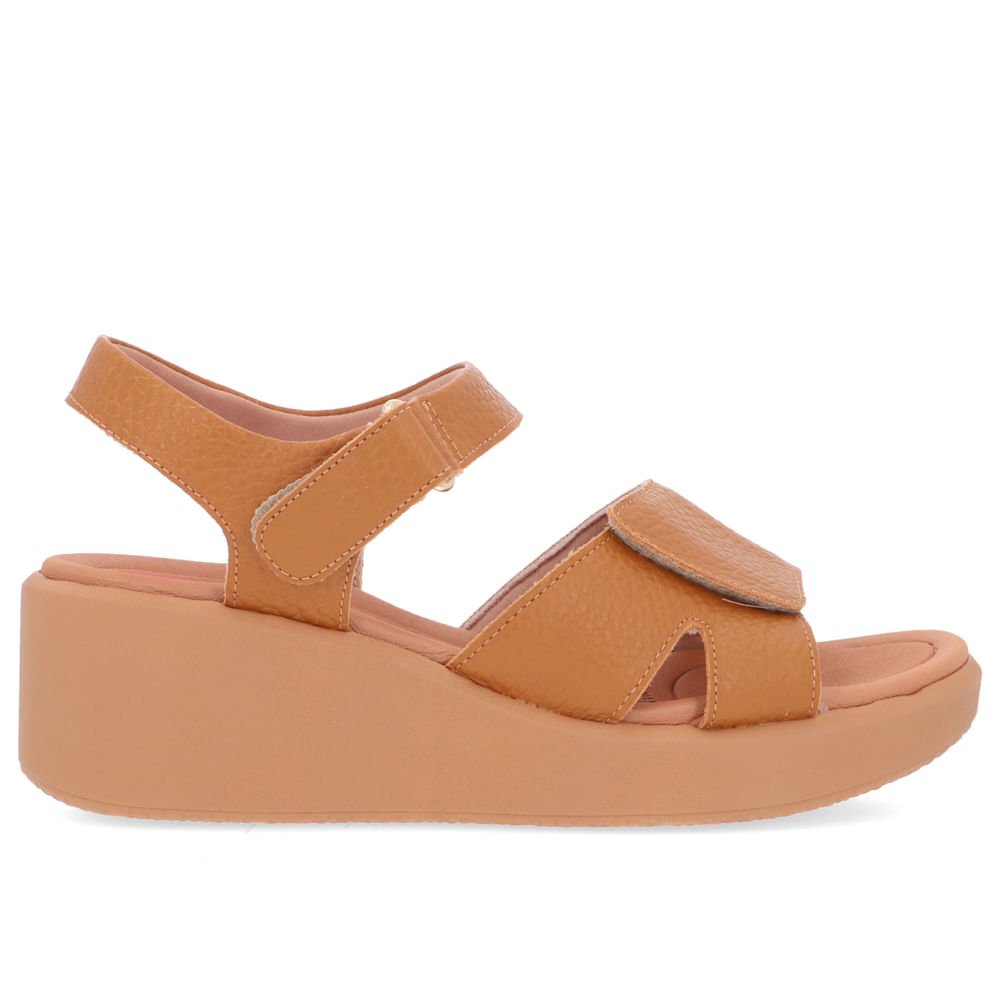 Sandália Salto Plataforma Couro Marrom