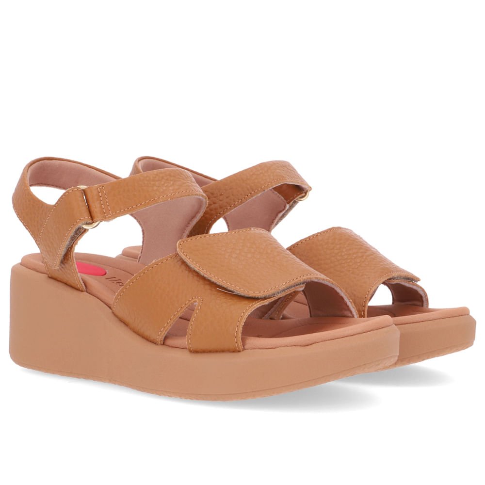 Sandália Salto Plataforma Couro Marrom Marrom 2