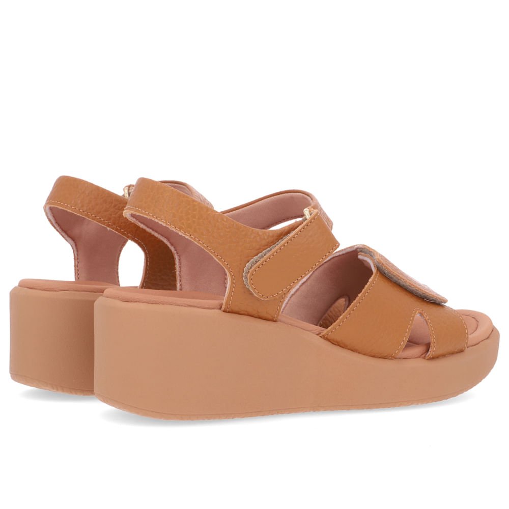 Sandália Salto Plataforma Couro Marrom Marrom 3
