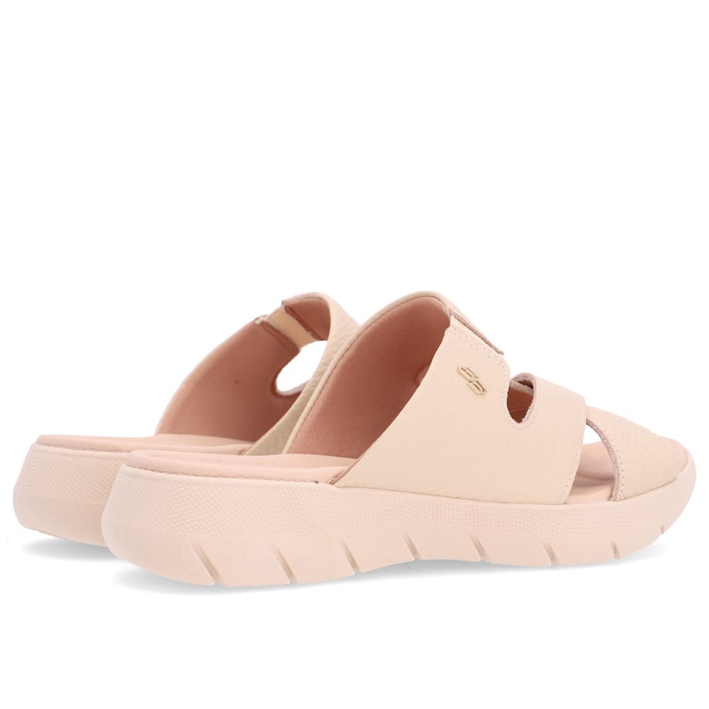 Tamanco Slide Bege Plataforma Couro Bege 3