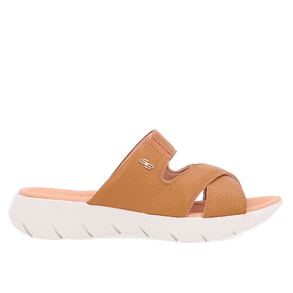 Tamanco Slide Marrom Plataforma Couro