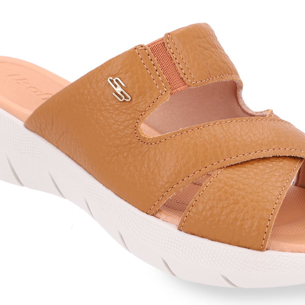 Tamanco Slide Marrom Plataforma Couro Marrom 4