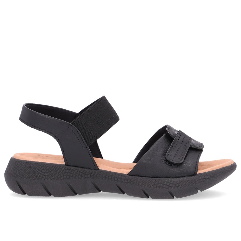 Sandália Salto Plataforma Couro Preto Ajuste Fecho-Flex Preto 1