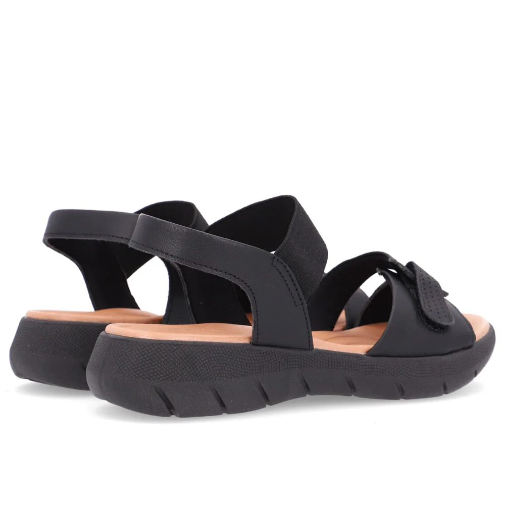 Sandália Salto Plataforma Couro Preto Ajuste Fecho-Flex Preto 3