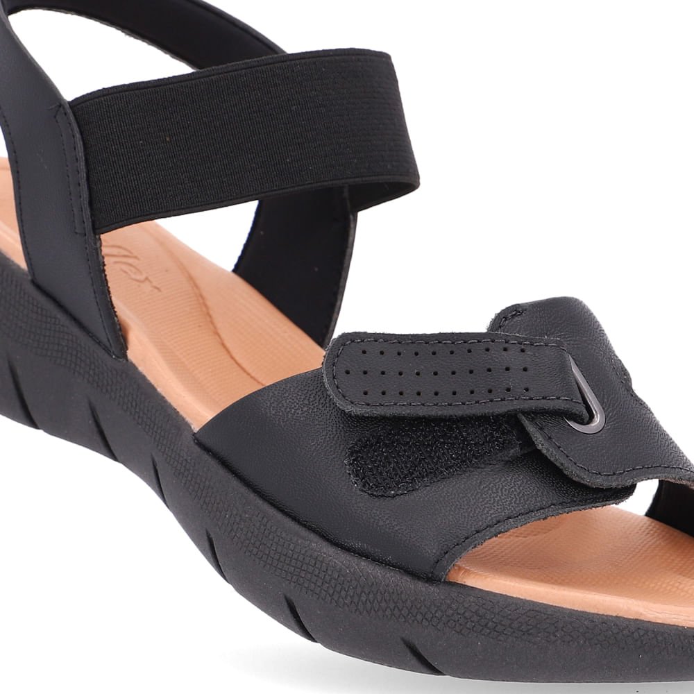 Sandália Salto Plataforma Couro Preto Ajuste Fecho-Flex Preto 4