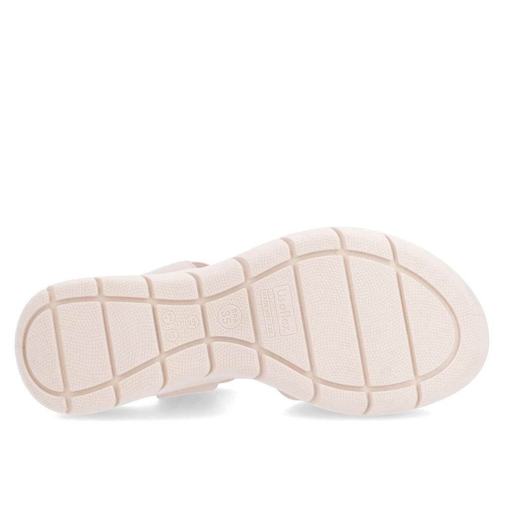 Sandália Salto Plataforma Couro Bege Ajuste Fecho-Flex Bege 5