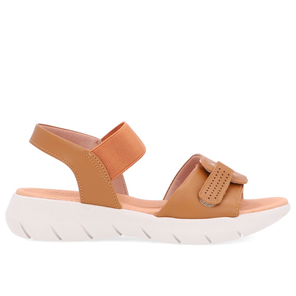 Sandália Salto Plataforma Couro Marrom Ajuste Fecho-Flex Marrom 1